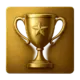 Goldenes 3D-Trophäen-Icon mit Stern, Symbol für Marktführerschaft durch schnelle Entscheidungen.