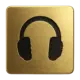 Goldenes Icon mit Kopfhörersymbol – steht für harmonische Übergänge und fließende DJ-Sets mit dem Party DJ Setbook.