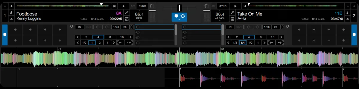 DJ Software nach der Auswahl des nächsten Songs mithilfe des Party DJ Setbooks.